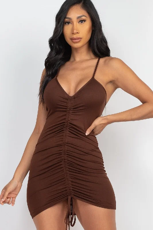 Sale Alert – Get Ready to Shop!Adjustable Ruched Front Detail Mini Dress