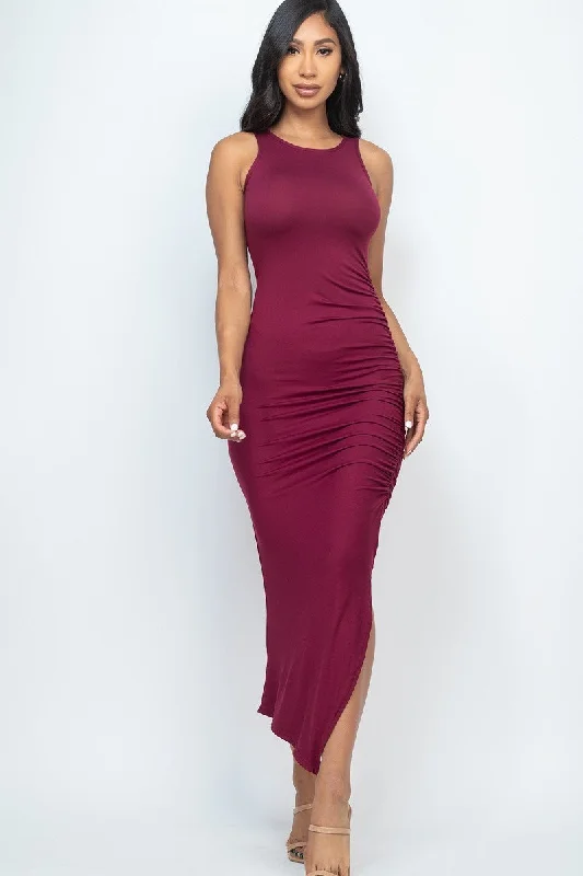 Your Dream Deal is Here!Sleeveless Ruched Side Split Maxi Dress