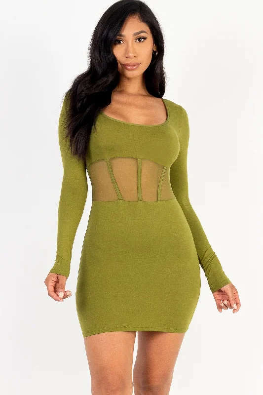 Only a Few Left – Order Now!Square neck mesh corset mini dress