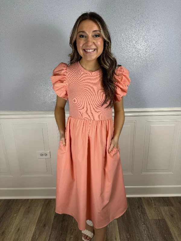 Biggest Sale of the Season!Coral multi textured midi