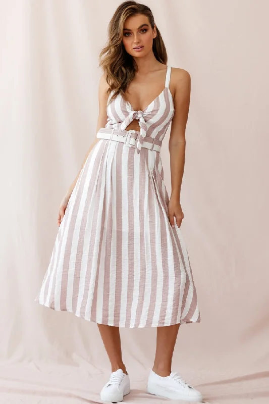 Save More with Every Purchase!Crystal Tied Knot Belt Midi Dress Blush