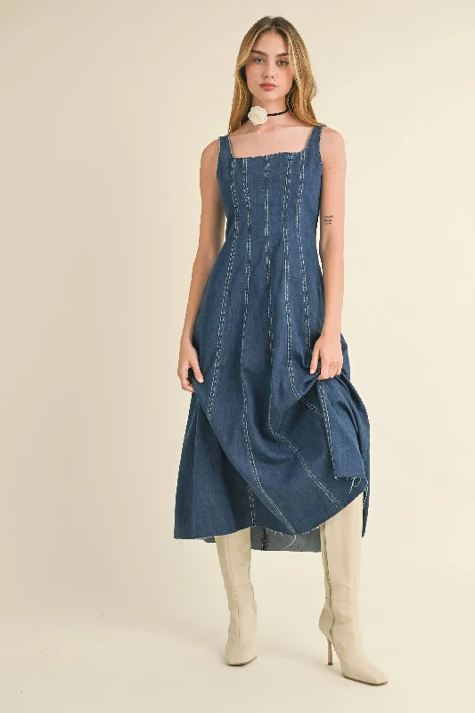 Score Big Savings Today!Paneled Denim Dress