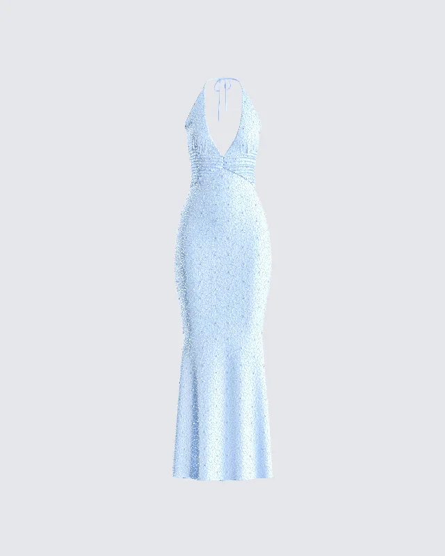 Stock Up and Save!Dana Baby Blue Beaded Maxi Dress