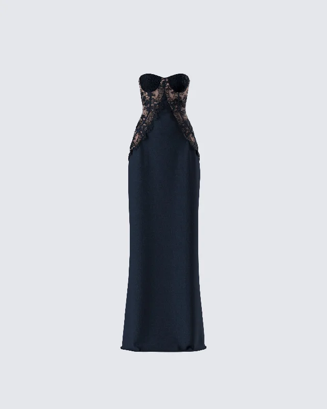 Hurry! While Supplies Last!Debra Black Lace Panel Maxi Dress