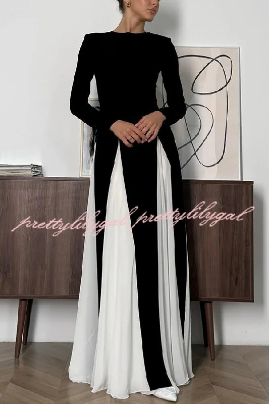 Lowest Prices Guaranteed!Getting Glam and Elegant Panelled Tulle Long Sleeve A-line Maxi Dress Lowest Prices Guaranteed!Getting Glam and Elegant Panelled Tulle Long Sleeve A-line Maxi Dress