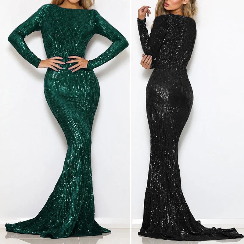Shop Before It’s Gone!Enenthelabel O Neck Full Sleeved Maxi Dress Stretch Sequined Floor Length Evening Party Dress Shop Before It’s Gone!Enenthelabel O Neck Full Sleeved Maxi Dress Stretch Sequined Floor Length Evening Party Dress