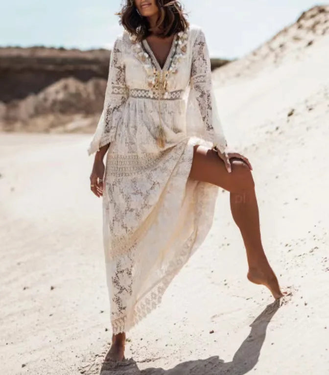 Shop Now and Save!FashionSierra-Casual V-neck Flare Sleeve Floral Lace Vintage Tassel Long Maxi Summer Boho Dress Shop Now and Save!FashionSierra-Casual V-neck Flare Sleeve Floral Lace Vintage Tassel Long Maxi Summer Boho Dress