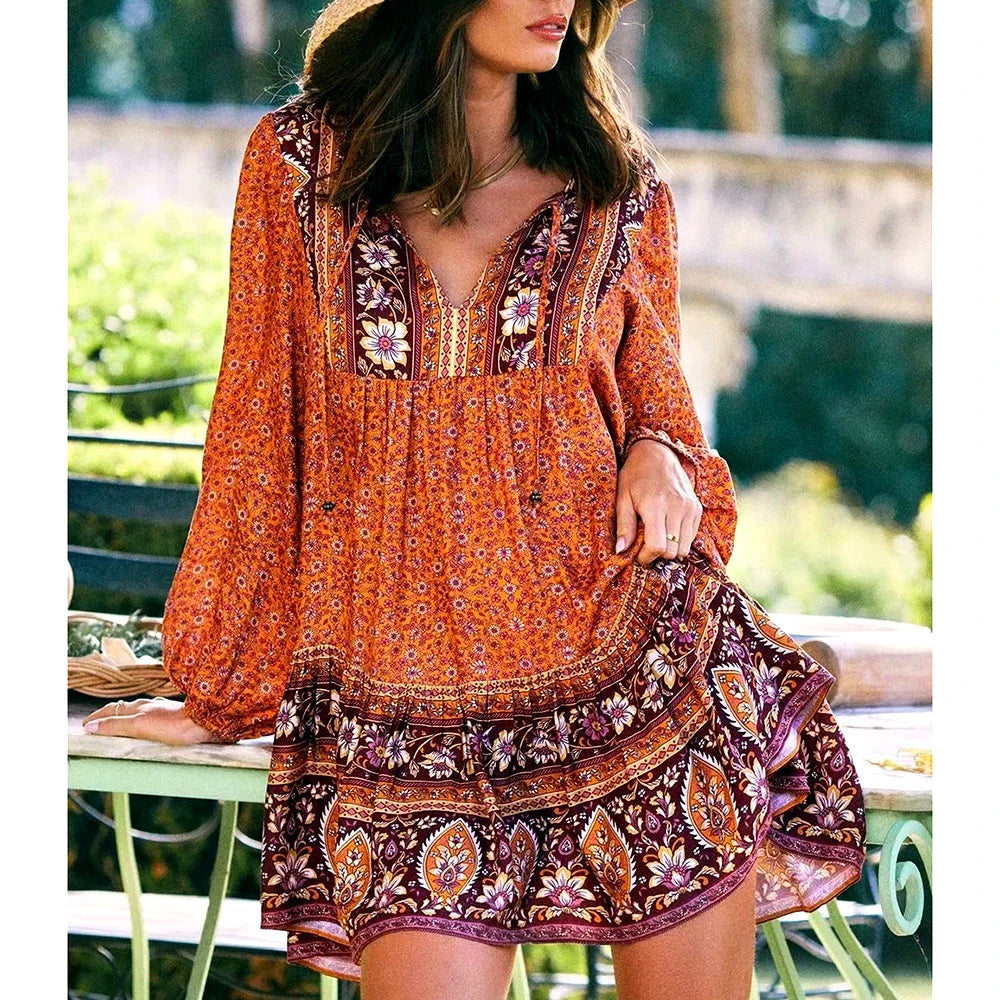 Only a Few Left – Order Now!FashionSierra-Lantern Long Sleeve Mini Women Floral Print Tunic Robe Autumn Short Vintage V-neck Loose Vestidos Boho Dress Only a Few Left – Order Now!FashionSierra-Lantern Long Sleeve Mini Women Floral Print Tunic Robe Autumn Short Vintage V-neck Loose Vestidos Boho Dress