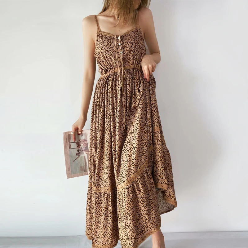 New Discounts Just Dropped!FashionSierra-Rayon Leopard Print Long Strap Vintage Sleeveless Drawstring Waist Summer Beach Boho Dress New Discounts Just Dropped!FashionSierra-Rayon Leopard Print Long Strap Vintage Sleeveless Drawstring Waist Summer Beach Boho Dress