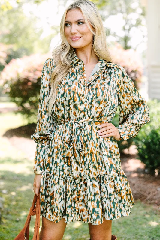 Savings You Can’t Ignore!Feel The Same Way Hunter Green Abstract Dress