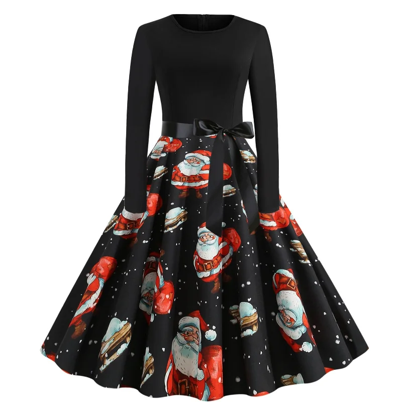 Shop the Hottest Deals!FashionSierra - Female Vestidos Women's Dress Vintage Long Sleeve Dresses Christmas 1950s Housewife Evening Party Prom Sexy Dress Woman Clothes