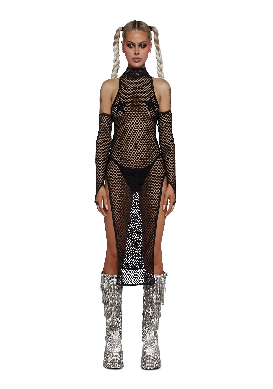 Save More When You Shop More!Festival Dreamer Maxi Dress And Gloves Set - Black