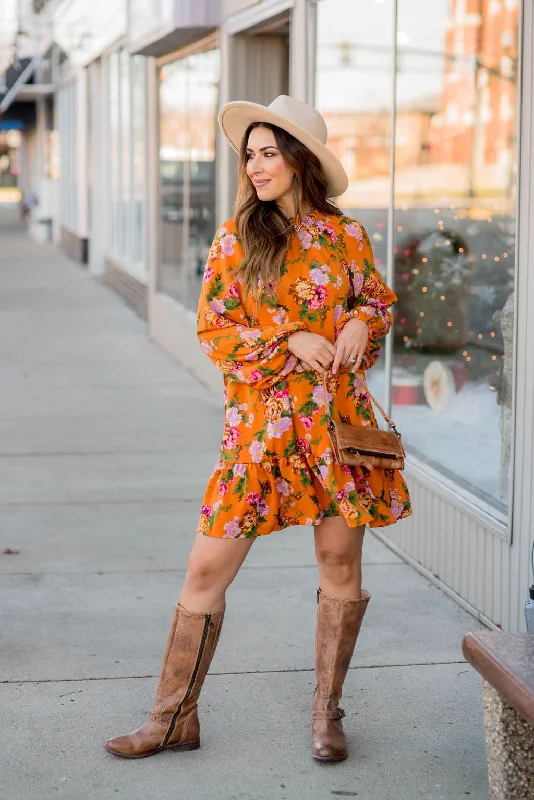 Unlock Huge Savings Now!Floral Bunches Long Sleeve Dress