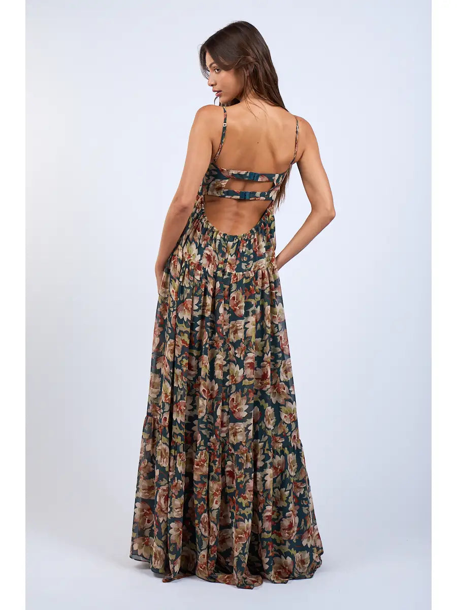 Buy One, Get One Free!Floral Open Back Maxi Dress