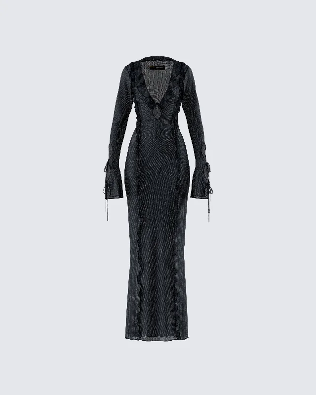 Grab Yours Before It’s Too Late!Florence Black Mesh Maxi Dress