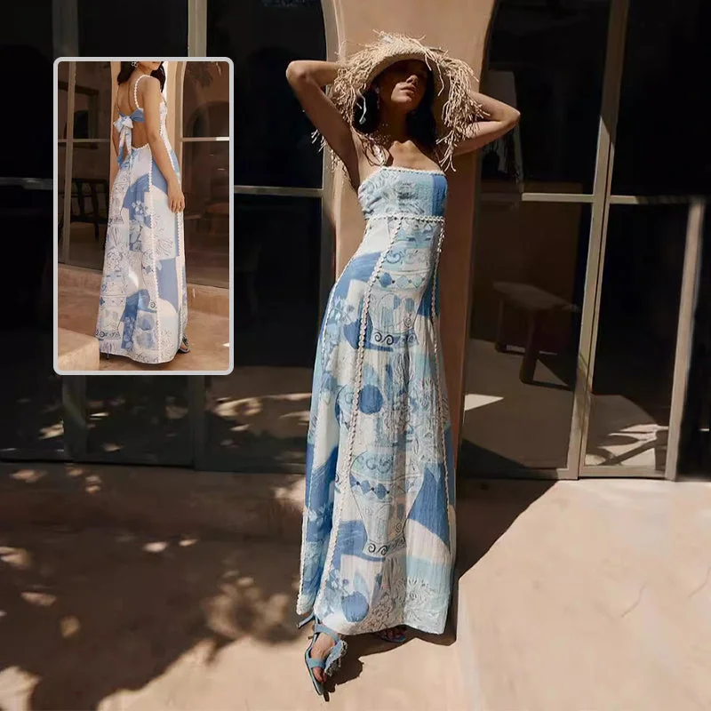 Find the Best Deals Here!Backless Printed Maxi Dress