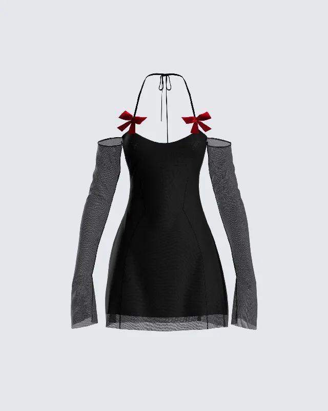 Save Like Never Before!Ginny Black Mesh Mini Dress