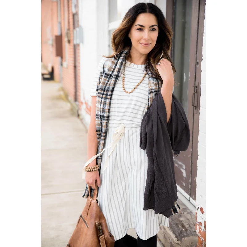 Limited-Time Price Drop!Grey Striped Dress