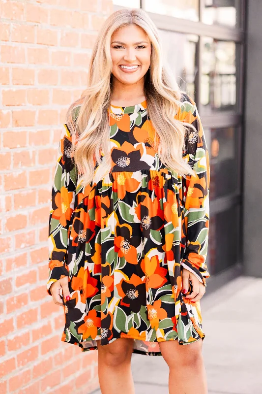 Best Deals Just for You!Groovy Blossom Dress, Rust
