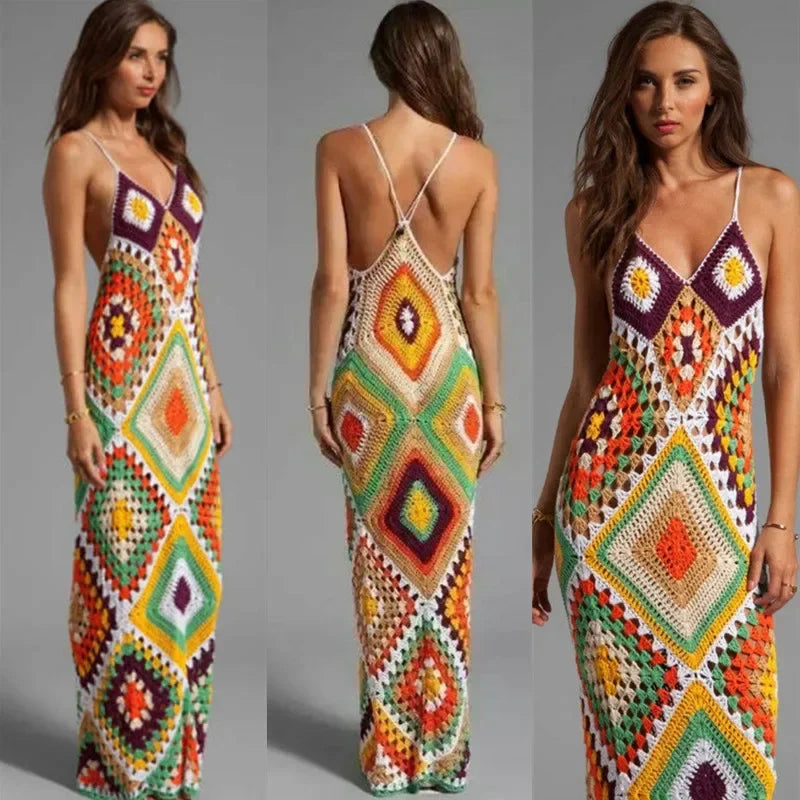 Crazy Discounts Inside!Hand Crocheted Boho Beach Maxi Dress