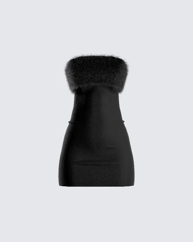 Every Deal is a Steal!Hannah Fur Trim Mini Dress