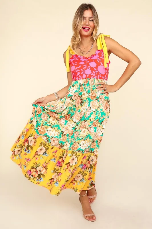 Your Dream Deal is Here!Haptics Floral Color Block Maxi Dress with Pockets