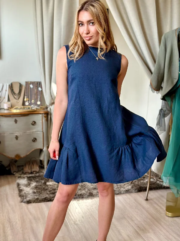 Your Wallet Will Thank You!Haris Cotton Smock Linen Dress With Ruffle Hem