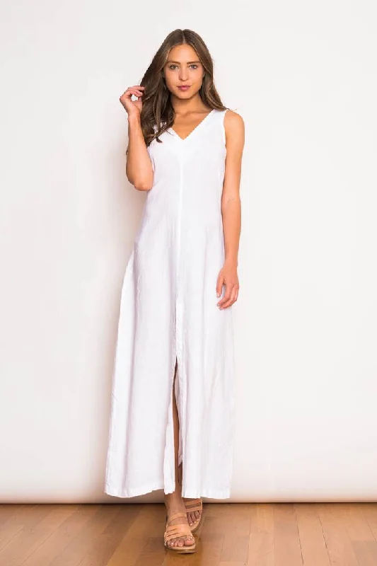 Shop the Hottest Deals!Haris Cotton V Neck Sleeveless Front Opening Maxi Dress