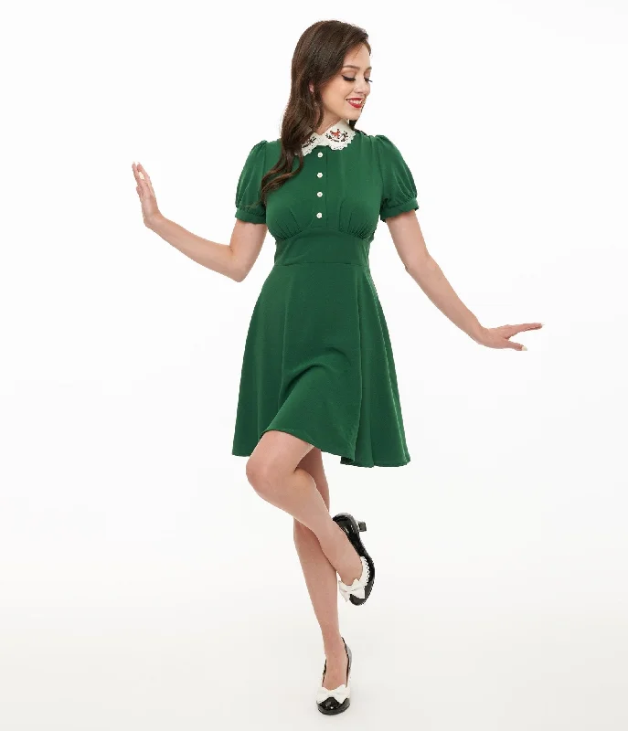 Instant Savings Await!Hell Bunny 1950s Green Basil Fox Mini Dress