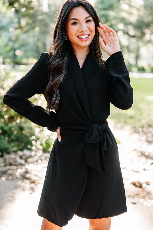 Must-Have Deals Inside!In The Know Black Collared Wrap Dress