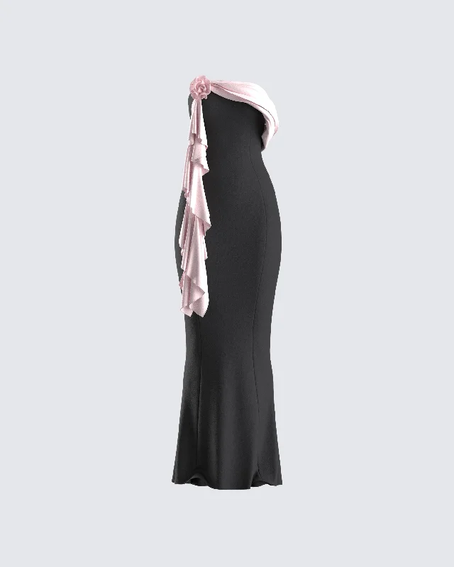 Lowest Prices Guaranteed!Ishita Black Draped Maxi Dress