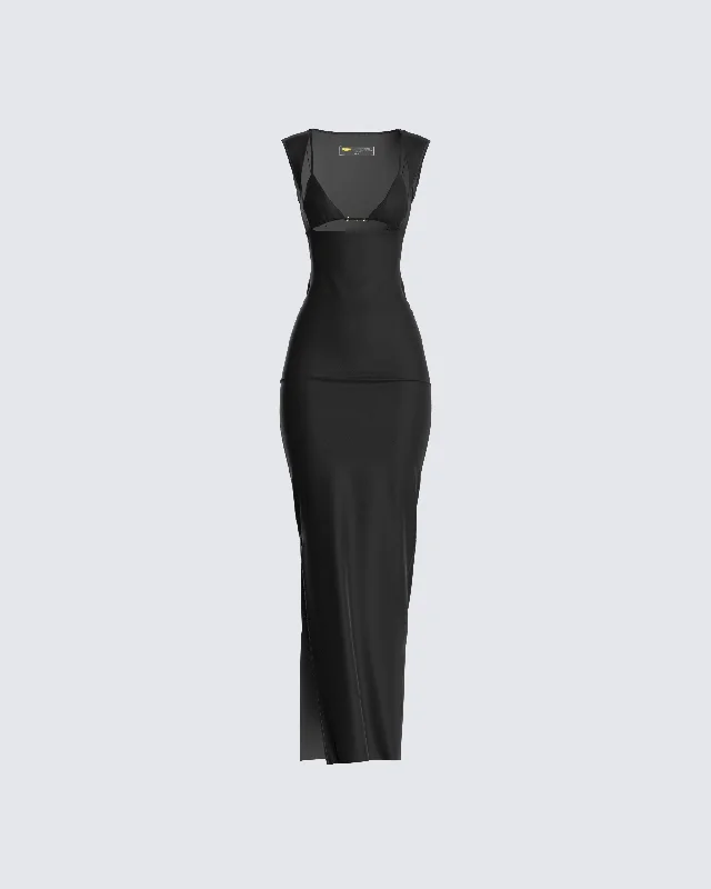 Limited Edition, Limited Price!Jett Black Knit Cut Out Maxi Dress