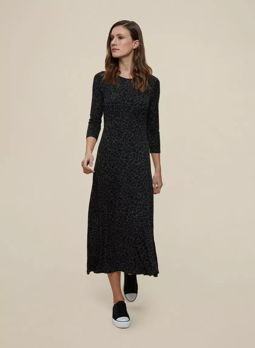 Crazy Discounts Inside!Khaki Heart Printed Midi Dress