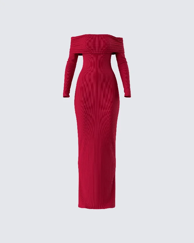 Save Money, Shop Happy!Kyan Burgundy Off Shoulder Maxi Dress