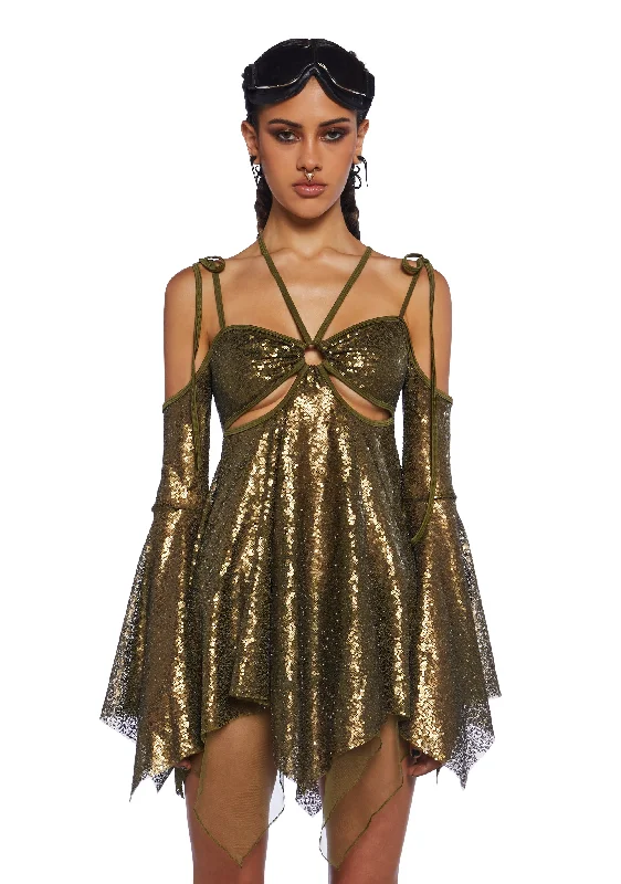Your Best Deals Are Here!Lightning In A Bottle Mini Dress - Gold