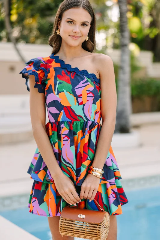 Seasonal Sale – Shop Now!Living Loud Navy Blue Abstract Dress