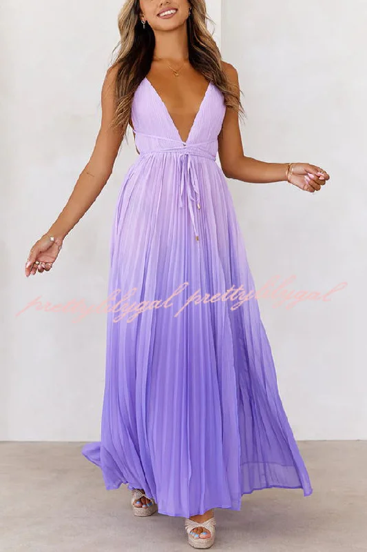 Don’t Wait – Deals Won’t Last!Love Letter To You Pleated Gradient Print Back Tie-up Slit Maxi Dress Don’t Wait – Deals Won’t Last!Love Letter To You Pleated Gradient Print Back Tie-up Slit Maxi Dress