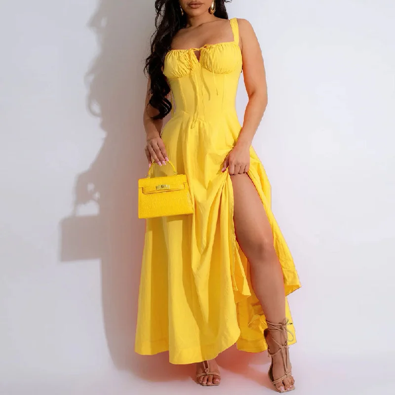 Unmissable Offers Await!MALYBGG Cami Strap Maxi Dress with Slit 7369LY