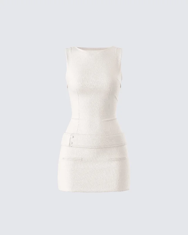 Get the Best for Less!Matiyah Ivory Belted Micro Mini Dress
