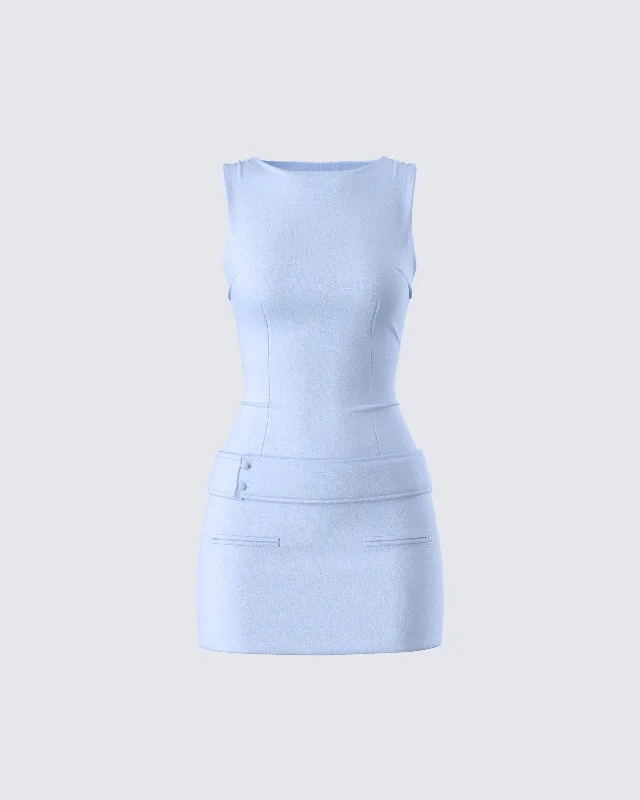 Don't Miss Out!Matiyah Light Blue Belted Micro Mini Dress