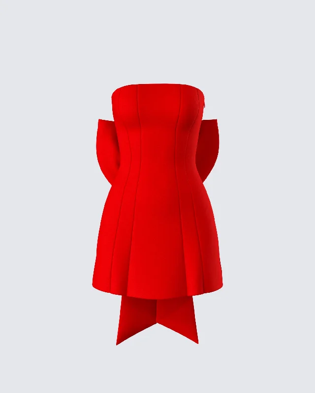 Find the Best Deals Here!McKay Red Strapless Bow Mini Dress