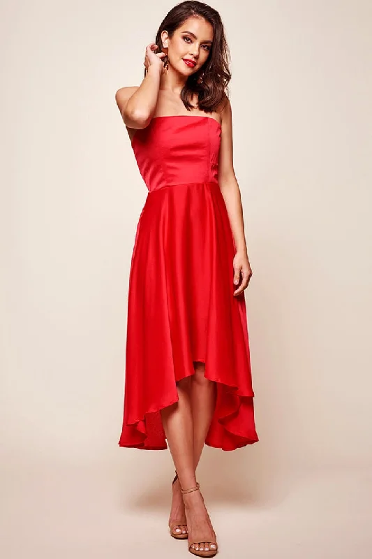 Exclusive Offers You’ll Love!Mia Strapless A-Line Midi Dress Red