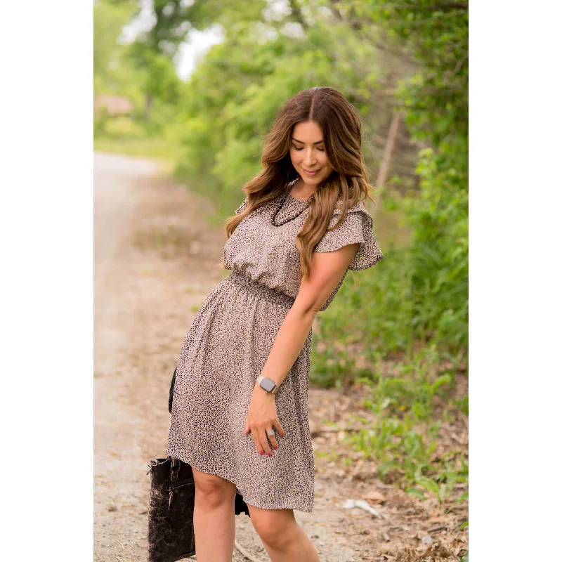Get Ready to Save!Mini Leopard Flutter Sleeve Dress