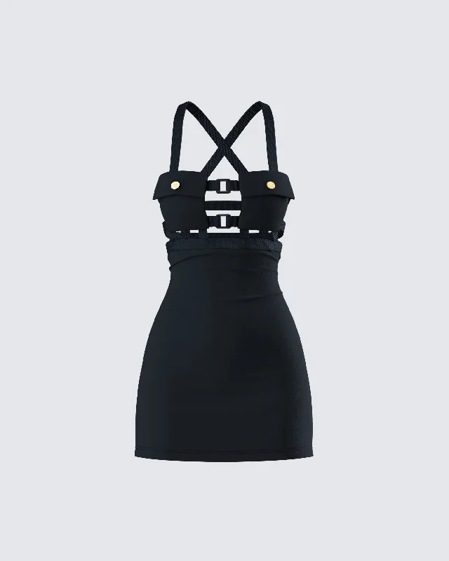Your Exclusive Offer Awaits!Miranda Black Ponte Mini Dress