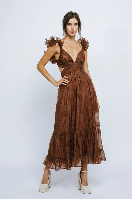 The Best Offers Are Here!Monochromatic Embroidered Maxi