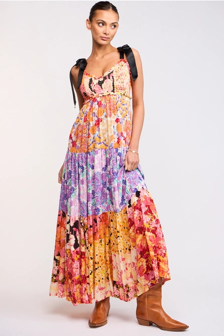 Time to Save Big!Multi Floral Tie Strap Maxi
