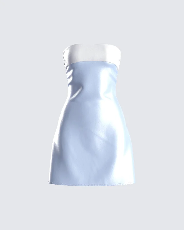 Shop Before It’s Gone!Nivi Blue Banded Satin Mini Dress