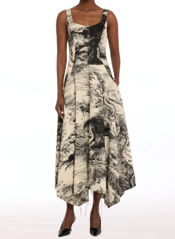 Your Exclusive Offer Awaits!OCEANSCAPE JACQUARD TANK MAXI DRESS WITH HANDKERCHEIF HEM Your Exclusive Offer Awaits!OCEANSCAPE JACQUARD TANK MAXI DRESS WITH HANDKERCHEIF HEM