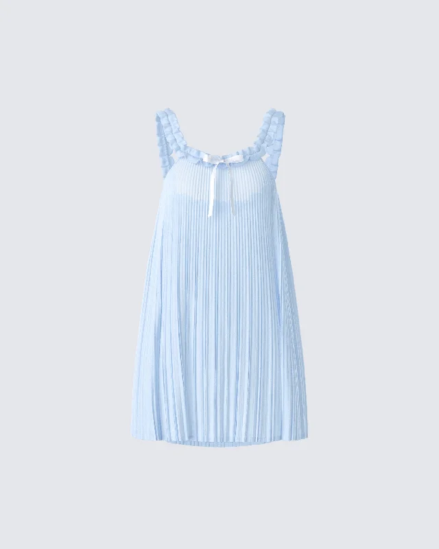 Shop the Hottest Deals!Olwen Baby Blue Plisse Mini Dress
