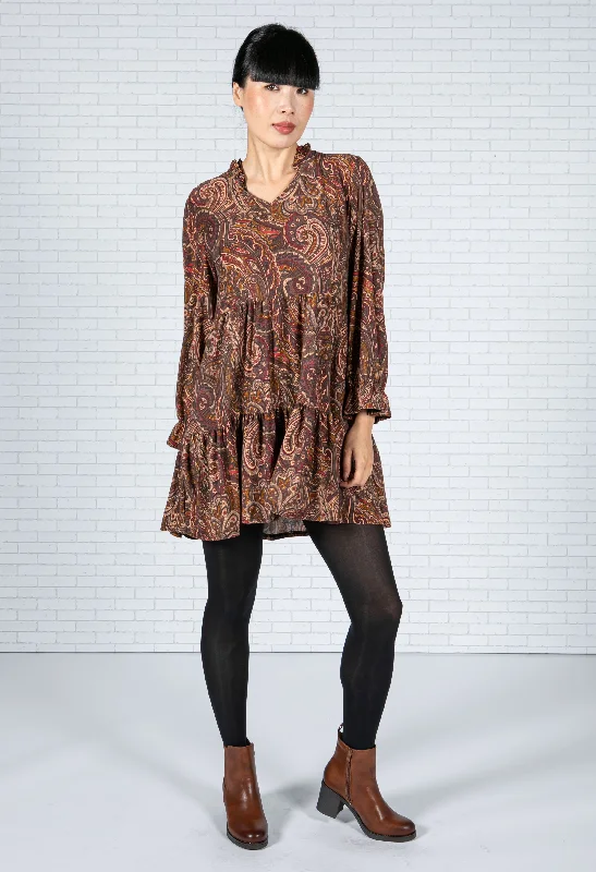 Enjoy Huge Discounts Now!Paisley V-Neck Dress in Maroon
